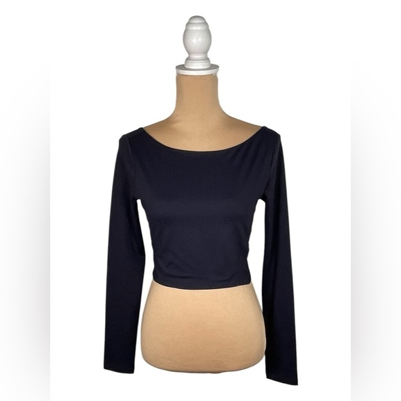 Susana Monaco long sleeve scoop back crop top Medium NWT Color: Midnight - Picture 5 of 9